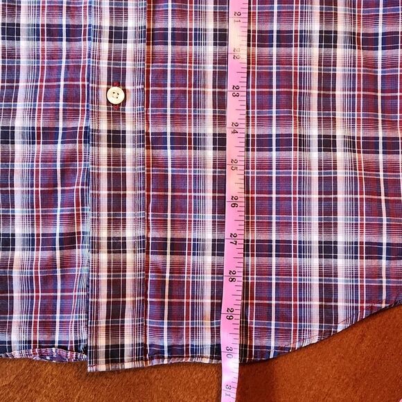 Roundtree & Yorke Long Sleeve Button Down Cotton Shirt, Medium, Red& Black Plaid - Picture 4 of 9